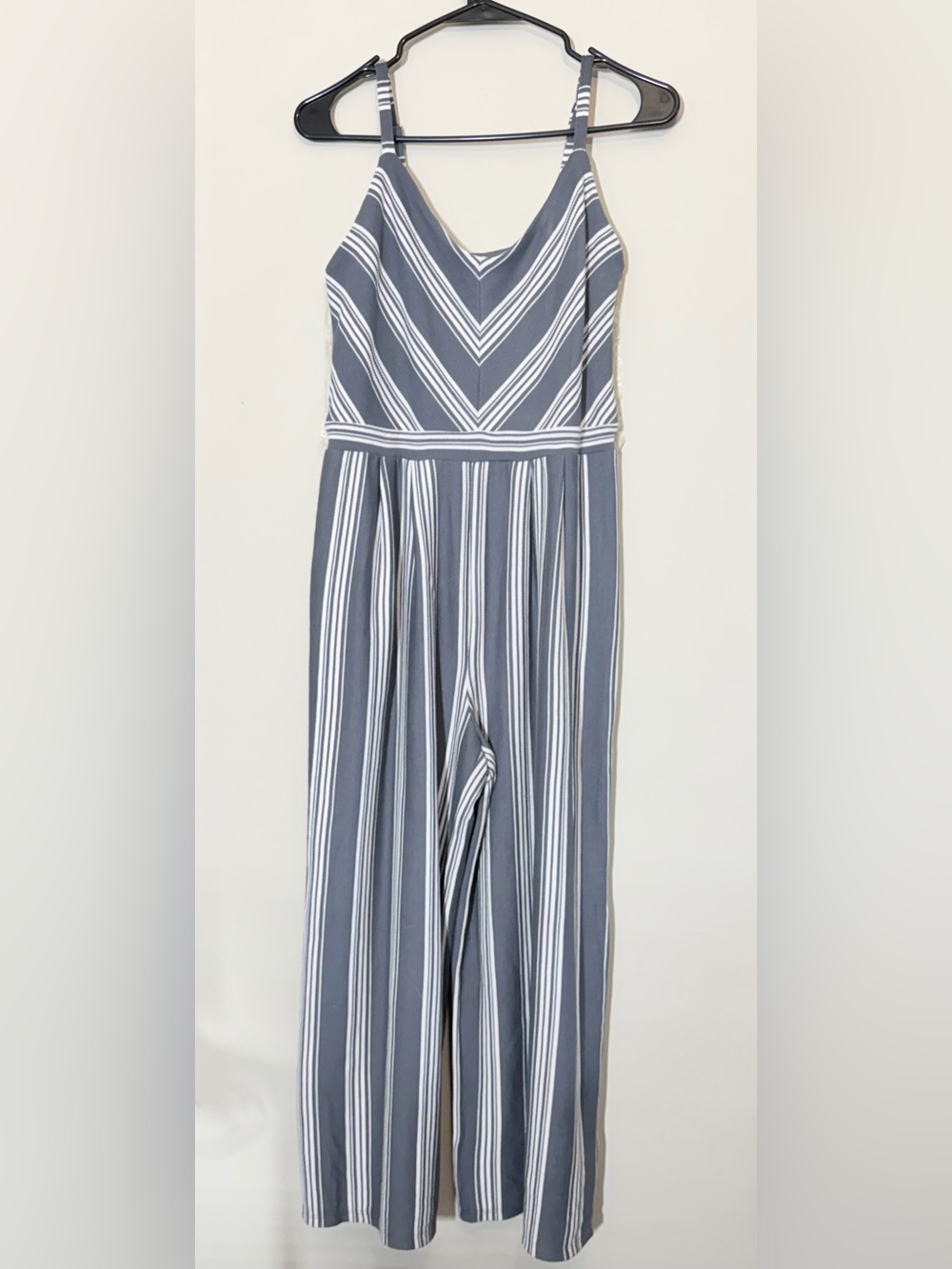 Xhilaration Charcoal & White Striped Wide Leg Jumpsuit Size Small NWT